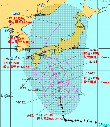 台風11号の米軍最新進路予想で西日本直撃から身を守れ！九州・四国・中国は要注意